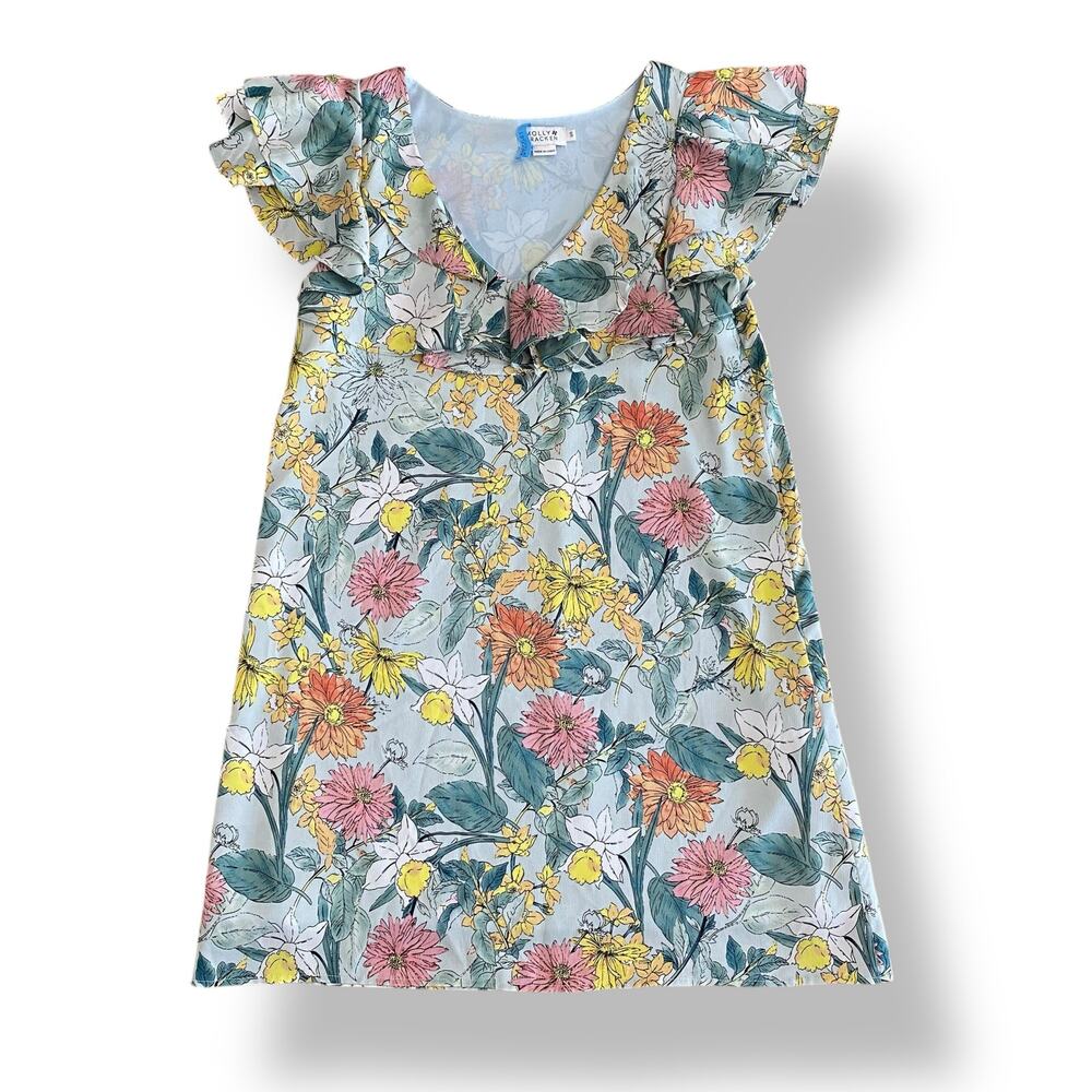 Molly Bracken Women’s Floral Print Ruffle Collar Mini Dress Size Small Spring